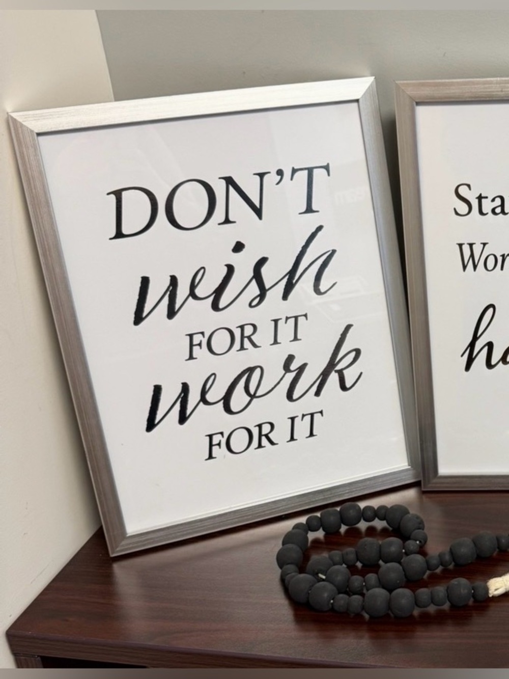 Motivational Wall Art - "Don't Wish For It, Work For It" Silver Print